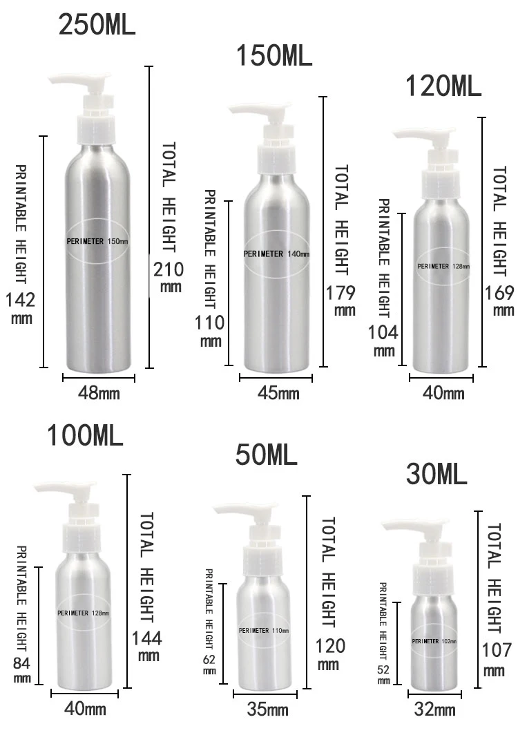 Недорогая дорожная алюминиевая бутылка с дозатором для лосьона, 1 шт., 30 мл-500 мл, бутылка для шампуня