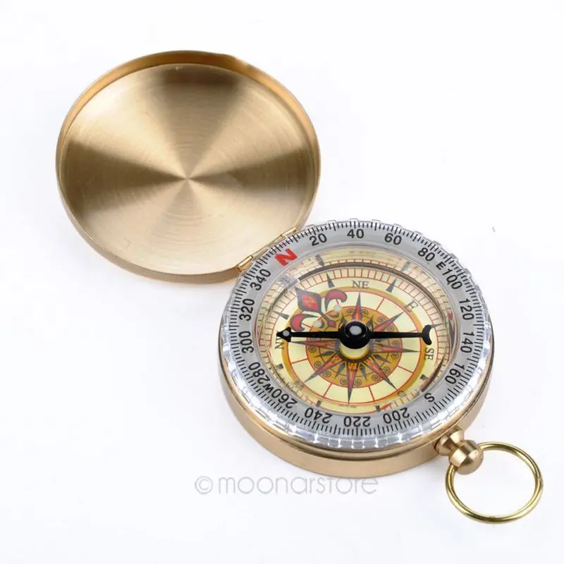 

Mini Luminous Classic Portable Brass Pockets Golden Compass Navigation Camping Compass Outdoor Hiking Camping Accessories