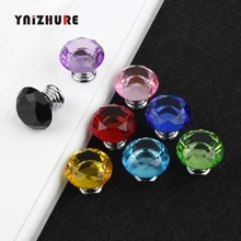 30mm Diamond Shape Design Crystal Glass Knobs Cupboard Pulls Drawer Knobs Kitchen Cabinet Handles Furniture Handle