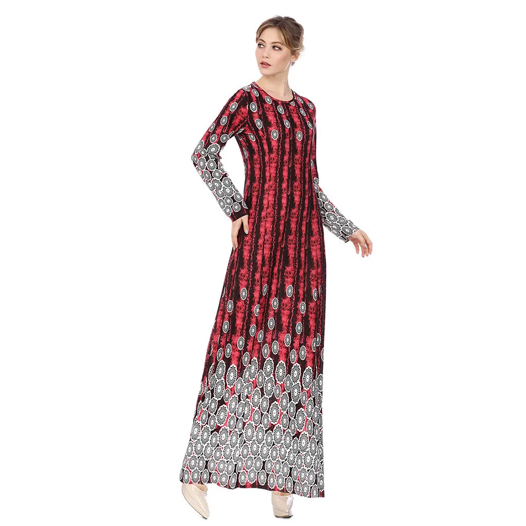 Длинное платье абайя, повседневное мусульманское платье для женщин, мусульманское женское весеннее Новое сексуальное пляжное платье в этническом стиле с высокой талией T416