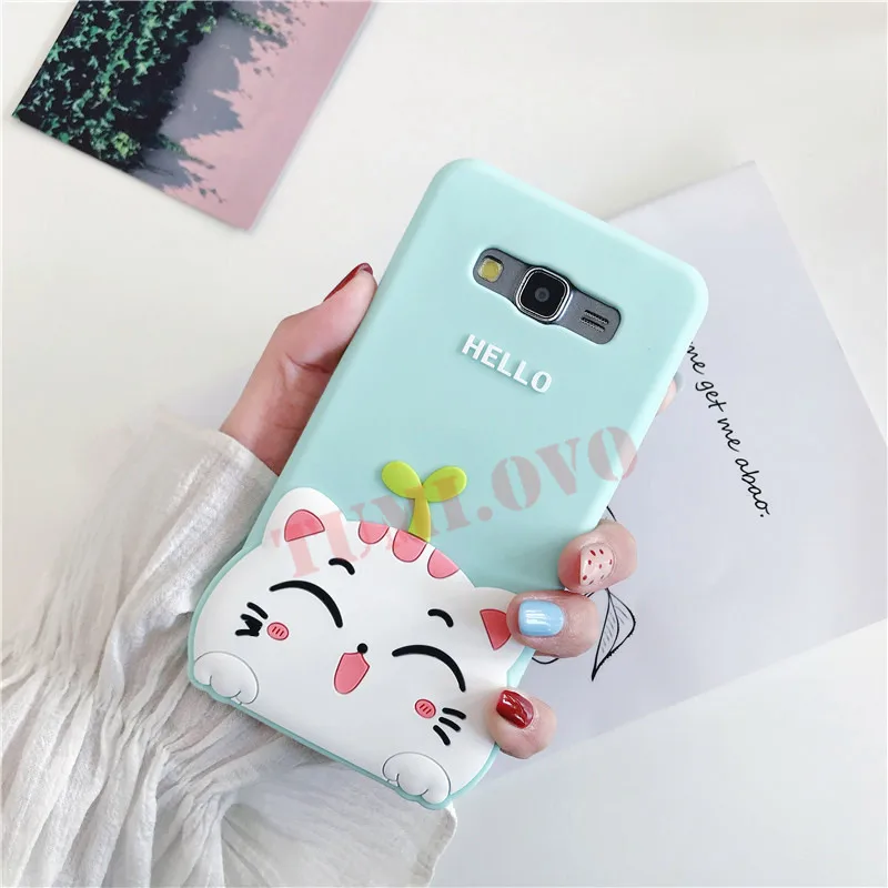 Модный силиконовый чехол с объемным рисунком Hello Cat для Samsung Galaxy S8 S9 Plus S7 Edge S6 J5 J7 2016