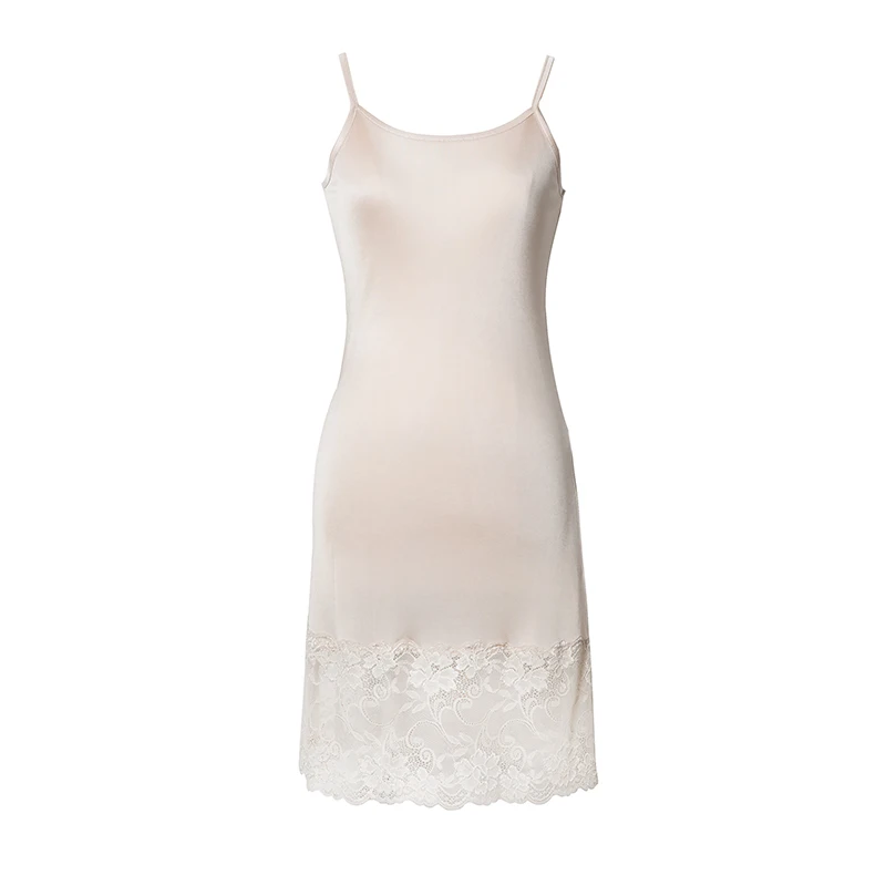 Women Full Slips 100% Natural SILK Lace slip Basic Anti emptied slips Adjustable shoulder Solid Nude Black White Women Full Slips 100% Natural SILK Lace slip Basic Anti emptied slips Adjustable shoulder Solid Nude Black White