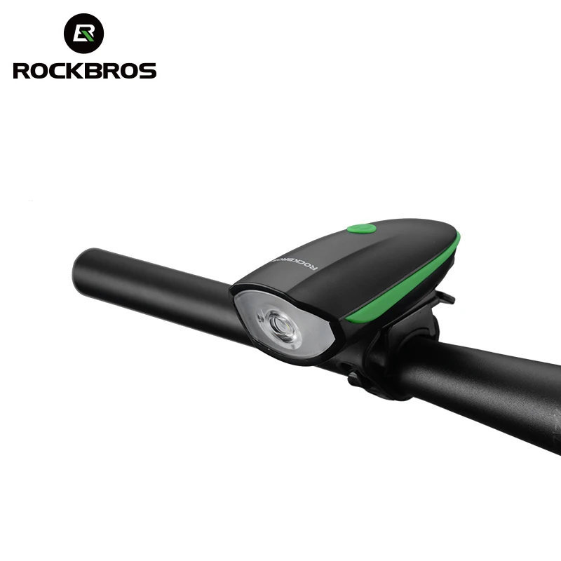 ROCKBROS Rechargeable2 в 1 свет велосипед колокол Рог 350 Люмен USB MTB велосипед передний свет электрический звонок фонарик Водонепроницаемый - Цвет: 7588 green