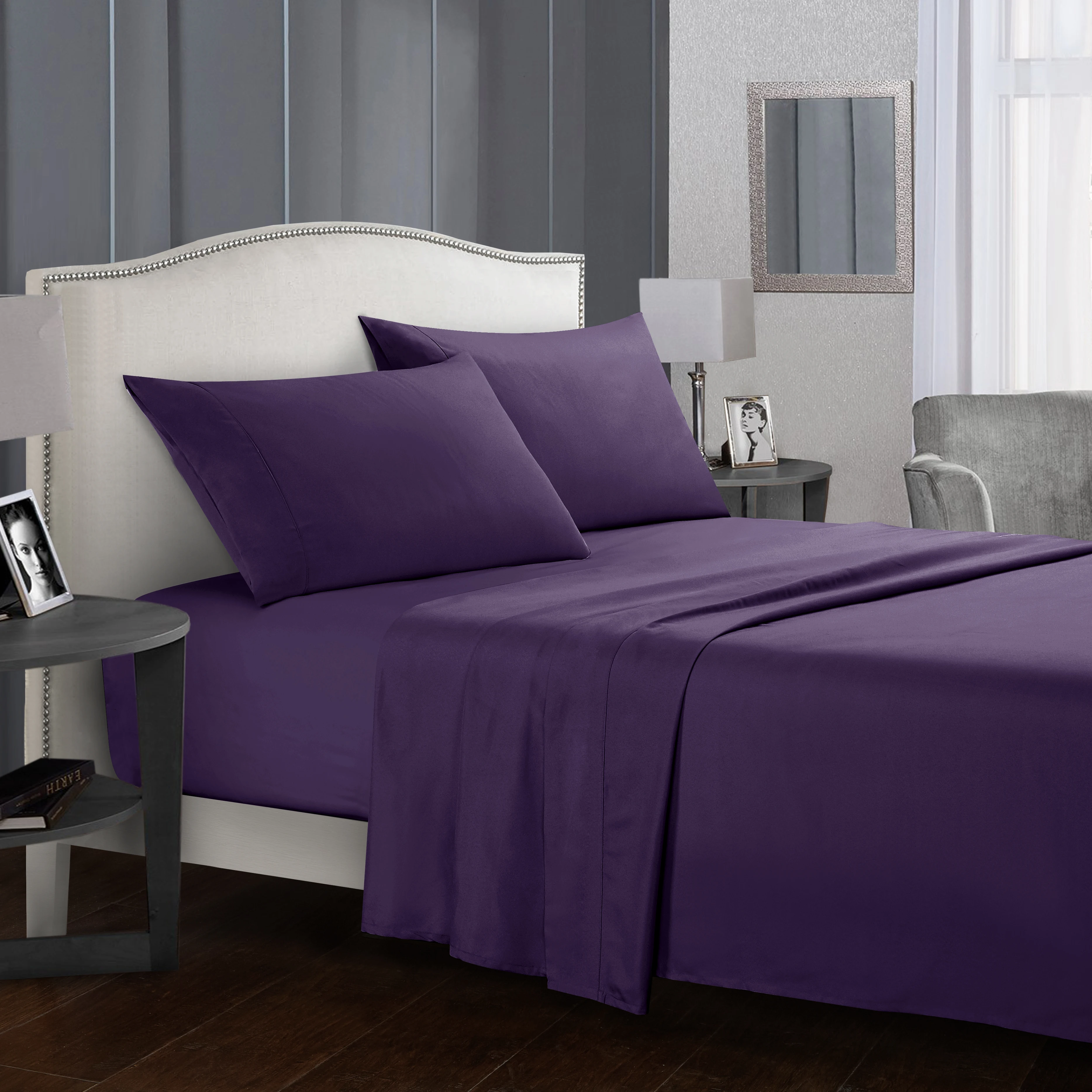 

Solid Pure Color Sanding Bed Sheet Set Linen Fitted Sheet Flat Sheet And Pillowcases King Queen Full Twin Size