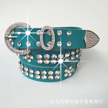 

New Fashion Ladies Leather Belt Women's Belt Drill Decoration Wide Leather Water Drill Belt Fashion Wild Belt.