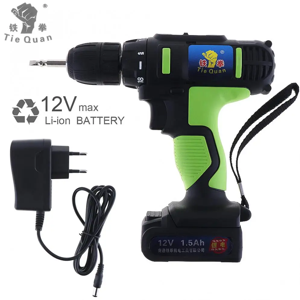 

AC 100 - 240V Cordless 12V Electric Drill / Screwdriver with 18 Gear Torque for Handling Screws / Punching