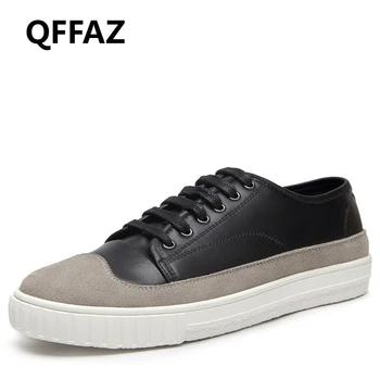 

QFFAZ 2018 New Summer Men Casual Shoes Leather Breathable Brand Flat Shoes for Men Zapatos Hombre British Men Casueal Shoes