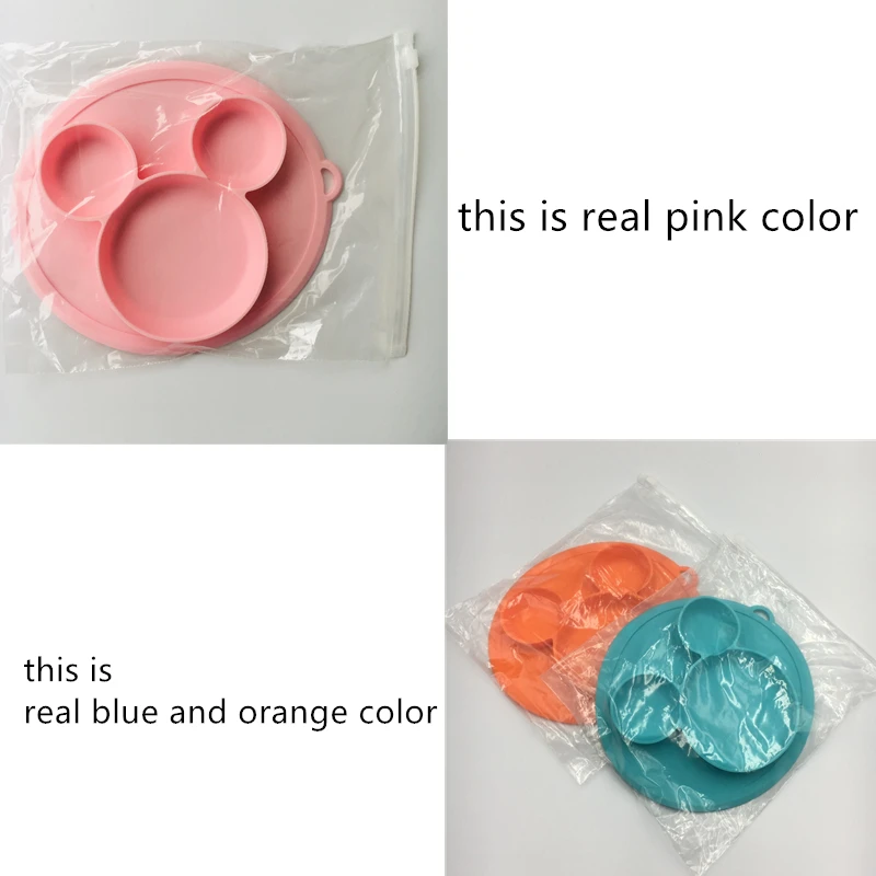 Mickey Plate for kids with Lid Silicone Baby Bowl Suction BPA Free Feeding Baby Tableware Children Dining Dishes