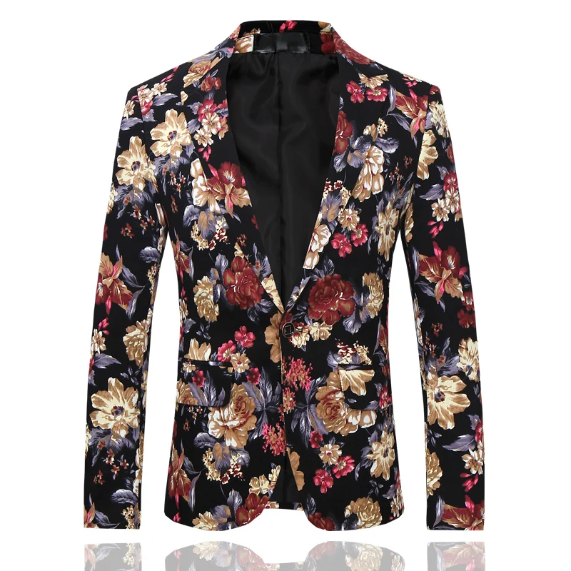 Floral Party Suits Man Two Pieces Wedding Sets Suits Vintage Flower Print 2019 Harajuku Wedding Suit For Mens Slim Fit Clothes