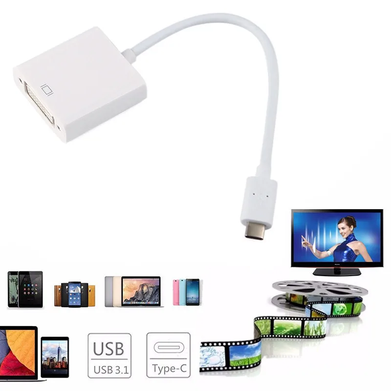 VGA видео кабель-адаптер USB3.1 Тип-c мужчин и женщин VGA передачи видео конвертер 1080 P для Macbook 12 дюймов Chromebook Pixel