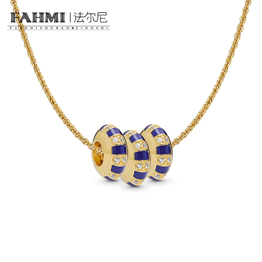 

FAHMI 100% 925 Sterling Silver Summer RAU0626 SHINE Exotic STONES AND STRIPES SPACER String Charm NECKLACE Clavicle Chain Set