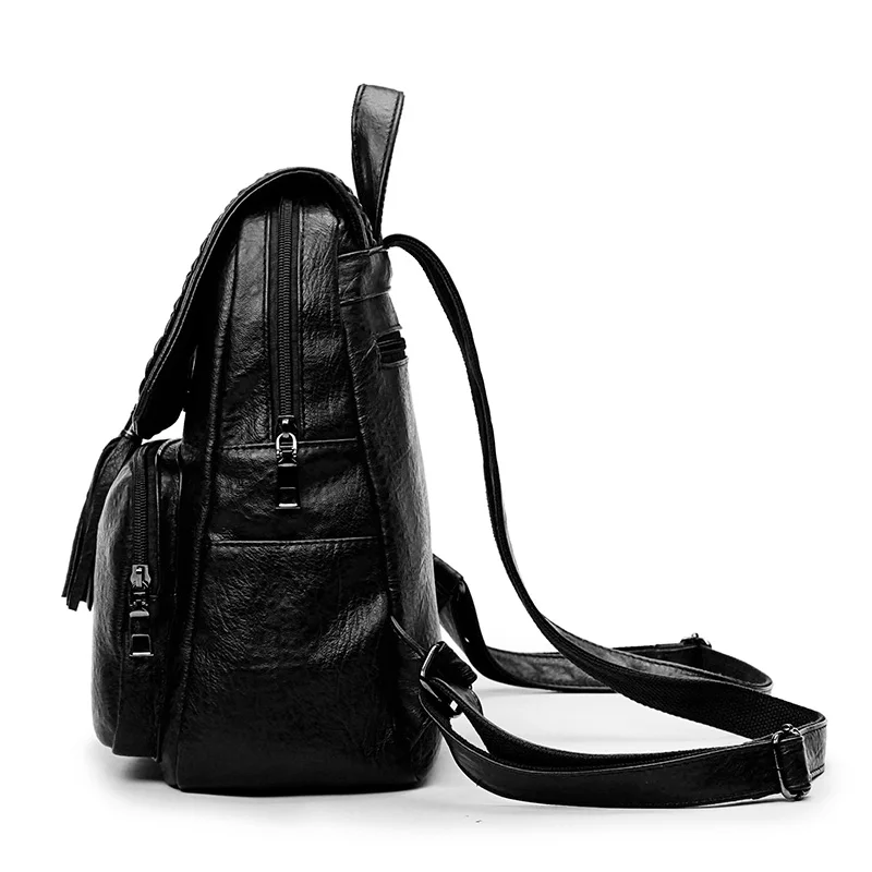 Модный корейский женский повседневный рюкзак, кожаная сумка на молнии с кисточками, Большая вместительная школьная сумка на плечо для девочек, Mochila Feminina, новинка