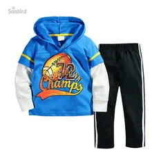 ST154 Футбол 6 комплектов комплекты детской одежды для мальчиков пижамы комплекты футболок с длинными рукавами 1-6Y хлопок