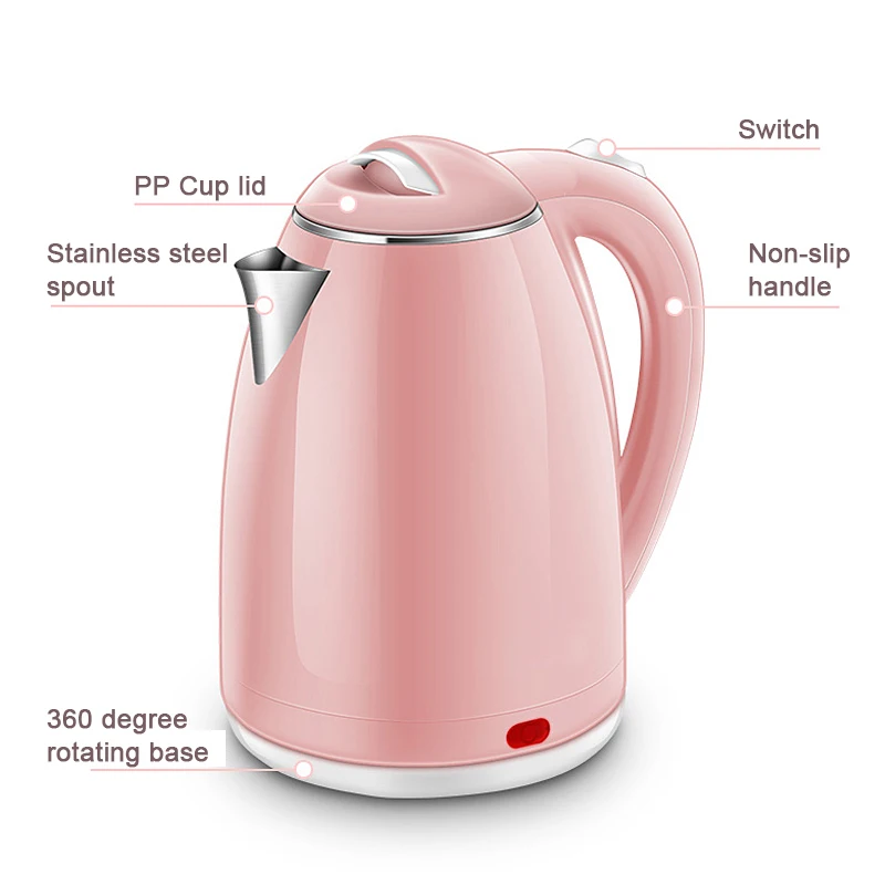 

1.8L 1500W Electric Kettles Water Heater Boiler Automatic Shut-Off & Boil Dry Protection Double-layer 304 Stainless Steel 220V