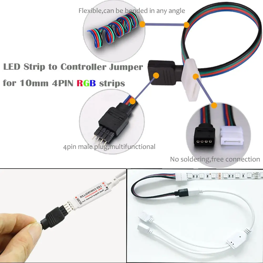 15 см 5050 RGB 4 pin светодиодные полосы разъемы для освещения провода женский кабель полосы к адаптеру питания 4pin 10 мм переходник с удлинителем 5 шт./партия