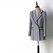 Новые пальто куртки WT8528017 синий полосатый костюм с воротником сезон