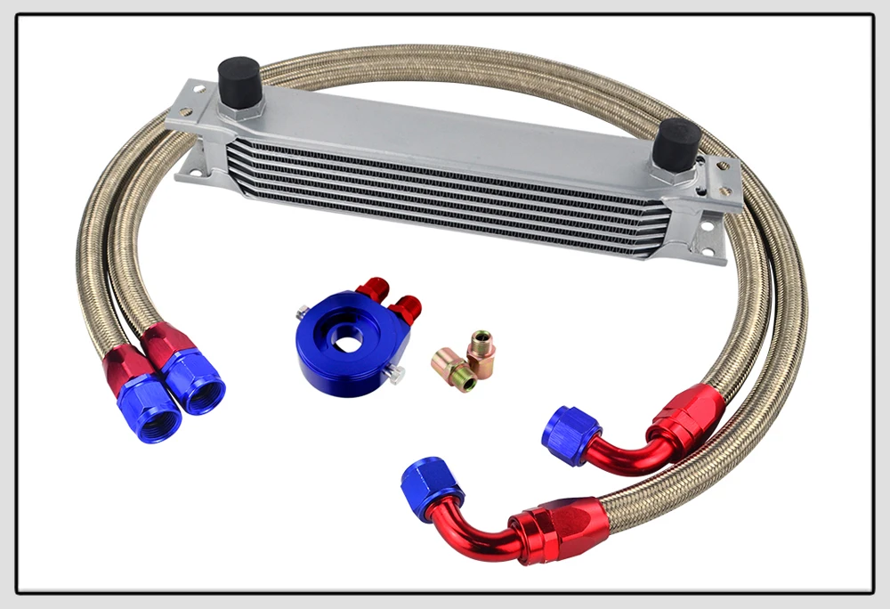 AN10 Масляный радиатор комплект 7 рядов трансмиссионный масляный радиатор+ адаптер масляного фильтра+ шланг в оплетке из нержавеющей стали с наклейкой и коробкой PQY