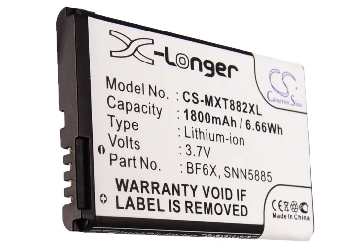 

Cameron Sino 1800mAh Battery BF6X, SNN5885 for Motorola Droid 3,Milestone 3, MT870,Spice XT,XT531, XT860 4G, XT862, XT882, XT883