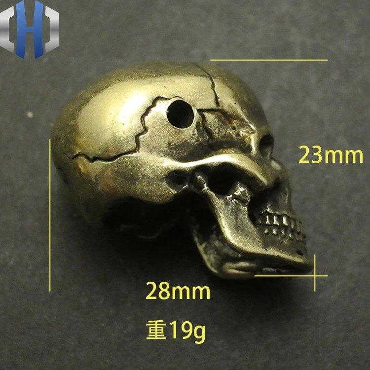 Brass Skull Head Three Links DIY Pendant Umbrella Pendants Personalized Accessories EDC Knife Beads