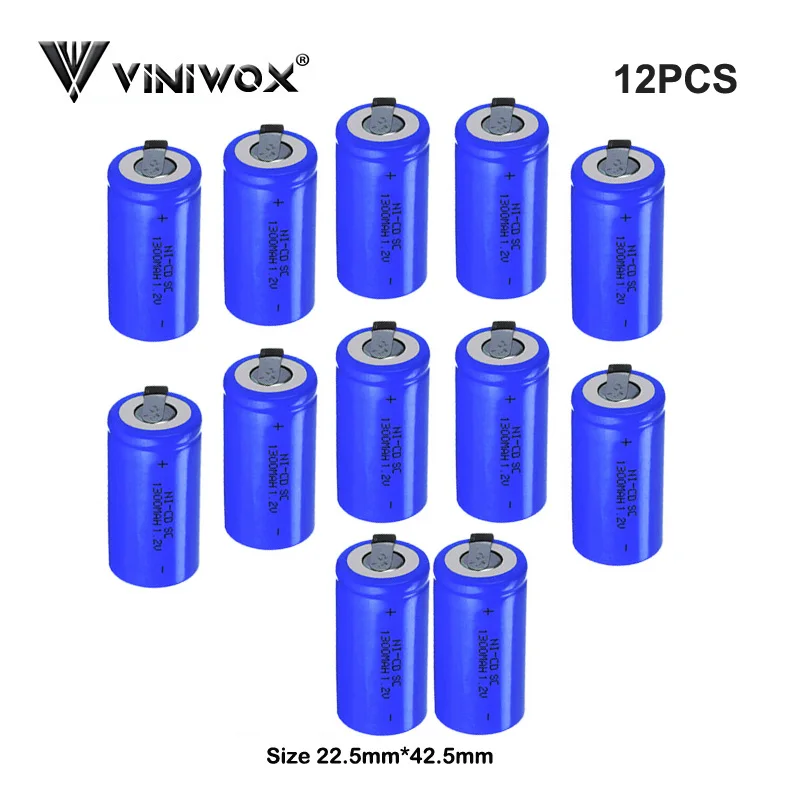 SC 1,2 в 1300 мАч Ni-CD Электроинструмент аккумуляторные батареи элемент питания Электрическая аккумуляторная отвертка элементы - Цвет: 12PCS