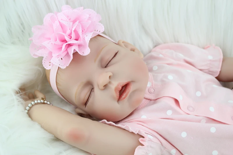 55 см полный Силиконовый Reborn Baby Sleeping Girl 2" реалистичный винил Новорожденные куклы закрытые глаза прекрасный подарок на день рождения водонепроницаемый