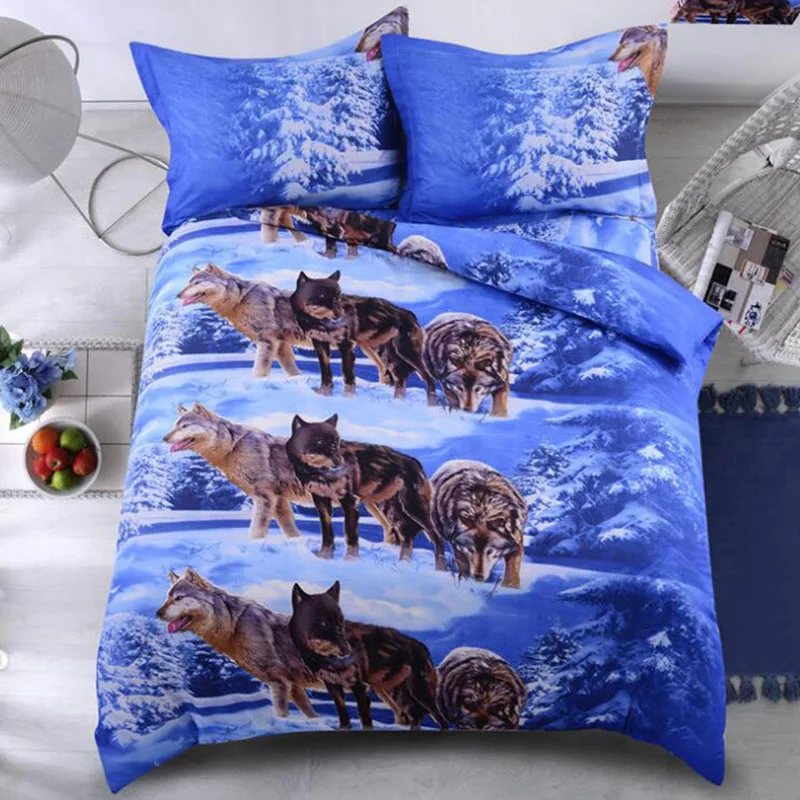 

Wolf Printed 3pcs/lot Comforter Bedding Sets King Size Queen 3D Bed Set Twin Size Luxury Bed Quilt Cover Duvet Cover Sheets Set