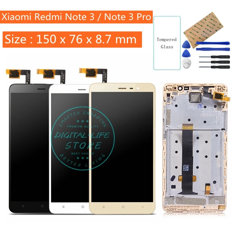 

Redmi Note 3 Pro LCD Display Touch Screen + Frame Digitizer Assembly Replacement For Xiaomi Redmi Note 3 150mm LCD Repair Parts
