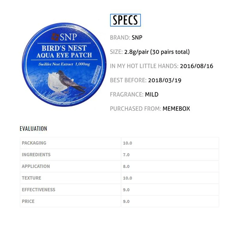 Ceny SNP 1000mg ptasie gniazdo Aqua przepaska na oko 60 łatek z kwasem hialuronowym wilgoć EGF anti aging pod maska na oczy