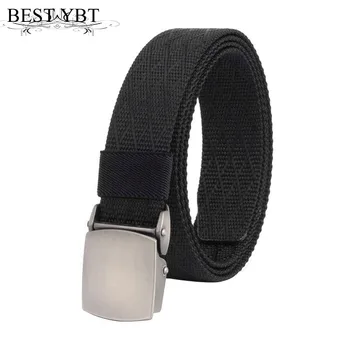 

Best YBT Unisex belt Alloy smooth buckle Nylon Men belt outdoor casual sport high quality Men and Women cowboy belt