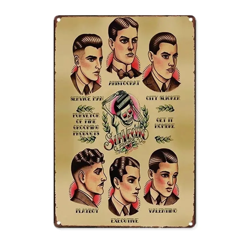 Decoración del hogar de la pared de la tienda del Bar de la cafetería Cartel de la placa de Metal del signo de la lata de la tienda de barbería Decoración del hogar de la pared de la tienda del Bar de la cafetería Cartel de la placa de Metal del signo de la lata de la tienda de barbería