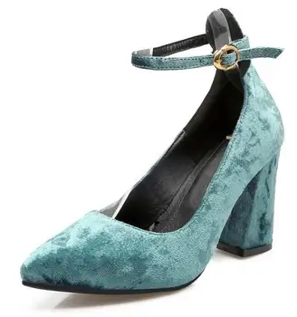 

Wedding Ladies Belt Buckle Chaussure Femme Women Shoes High Heels Woman Sapato Feminino Chunky Zapatos Mujer Pumps P161622