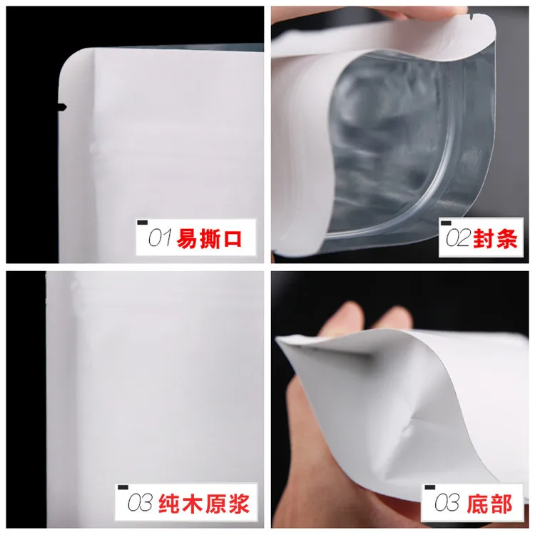 100pcs Stand up White Paper Foil Inside Zip Lock Bag X-mas Coffee Powder Nuts Cookie Tea Spice Capsule Snack Packaging Pouches 100pcs Stand up White Paper Foil Inside Zip Lock Bag X-mas Coffee Powder Nuts Cookie Tea Spice Capsule Snack Packaging Pouches