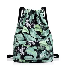 Unisex backpack female men s backpack Preppy Teenager Satchel Print Flower Drawstring Bundle Pocket Storage Bag