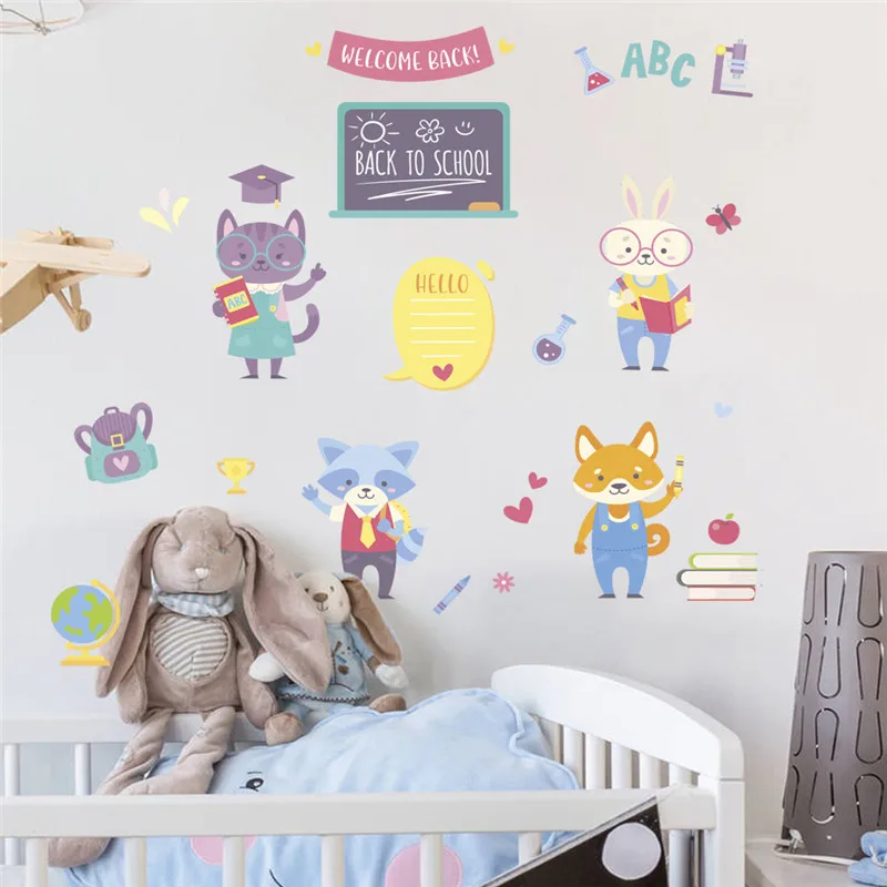 Cartoon Wall Sticker Teacher Student Blackboard Education School Decoration Children Room Decor Wall Stickers Aliexpress