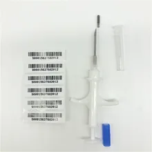 20 шт./лот 1,25*7 мм Синий 134,2 кГц FDX-B микрочипы для домашних животных со шприцем для животных, собак, свиней, коровы, скота, свиней, лошадей