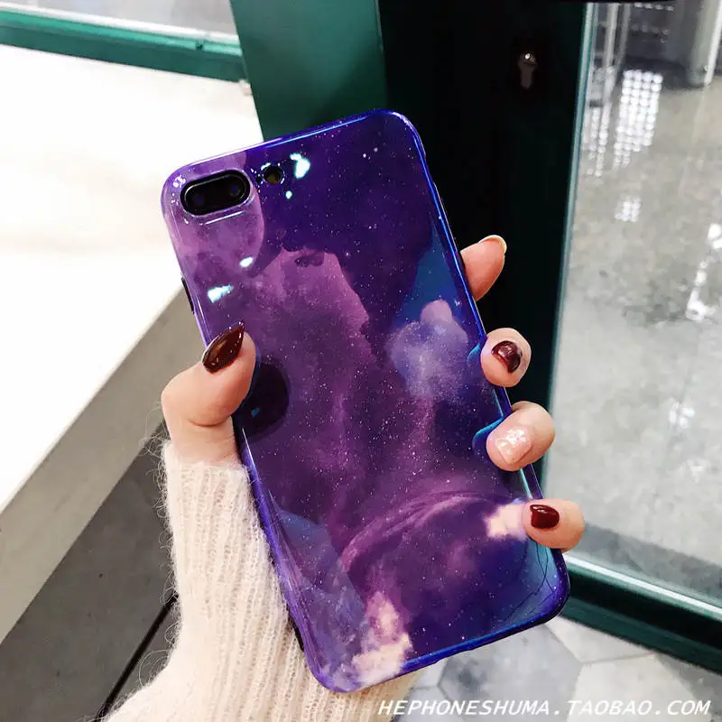 Ins фиолетовый звездное ночное небо для Iphone 66S 6P 78 78plus Xxs Xr Xsmax лазерный синий