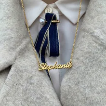 Персонализированное именное ожерелье Золотое из нержавеющей стали буквы амулеты заказное ожерелье s для женщин девушек ювелирные изделия Роскошная текстура