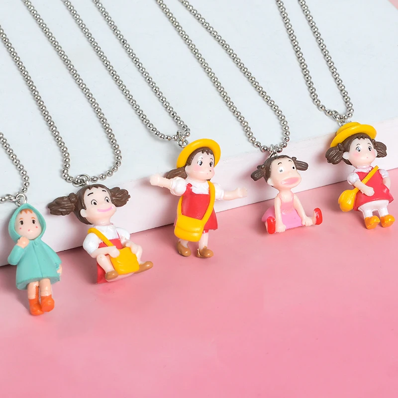 

Girl Necklace For Girls Children Kids Cartoon Lively Girl Pendant Necklace Long Chain Cartoon Characters Jewelry Birthday Gift