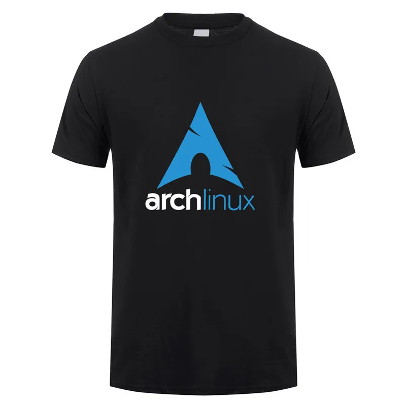 Arch Linux футболка Летняя футболка с короткими рукавами Linux Мужская футболка футболки LH-073 - Цвет: Black