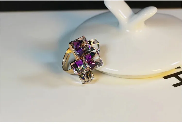 Классическое очаровательное кольцо цветочный дизайн с цветовым градиентом Stellux Австрийский Кристалл Роза Стразы золотого цвета шипованные кольца