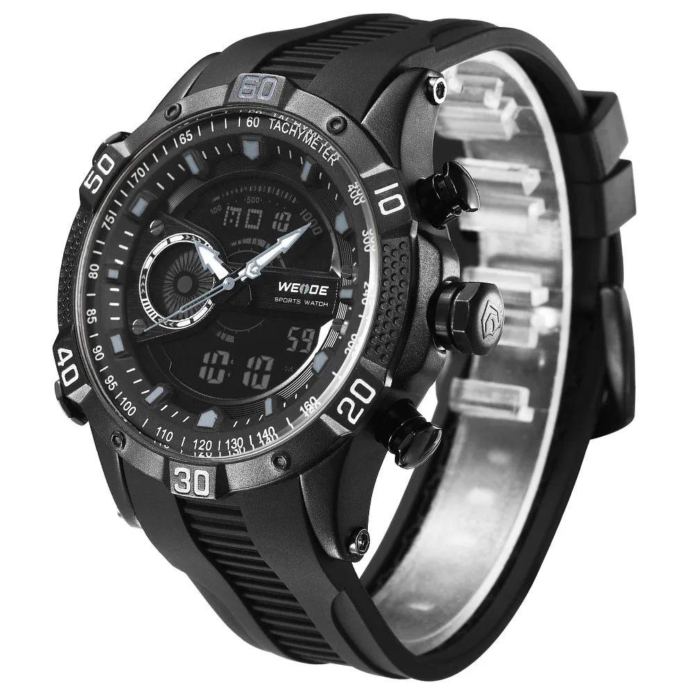 WEIDE Luxury Brand Silicone strap LCD Watch Sport Men Digital Quartz Watch Man Waterproof  Army Alarm Clock Automatic Self-Wind