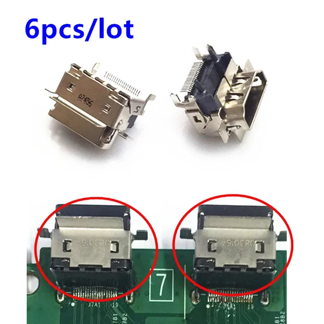 Best Price 6pcs/lot Xbox one S New 1080P HDMI Socket Interface Connector Port Replacement Parts for XBOX ONE Slim Motherboard Repair Part