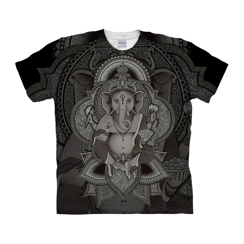 Ganesha By Brizbazaar художественная Футболка мужская футболка с принтом Футболка с изображением животного 3d Забавный Топ аниме Camiseta короткий рукав Уличная одежда