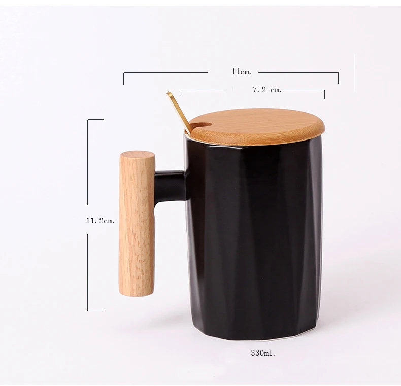 330 мл простая Кружка для офиса в скандинавском стиле креативная художественная чашка для воды, кофе с деревянной ручкой керамическая чашка для чая 11,2*7,2 см
