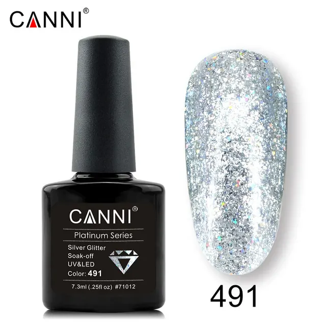 CANNI 7.5ml Platinum Glitter Effect Nail Gel Polish - 491