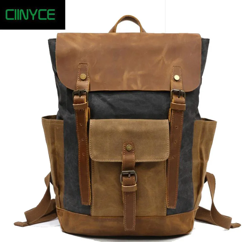 2018 New Arrival Original Brand Oil Wax Canvas Travel Backpack Computer Bag Women's Men's Cowskin Vintage laptop back packs 2018 New Arrival Original Brand Oil Wax Canvas Travel Backpack Computer Bag Women's Men's Cowskin Vintage laptop back packs