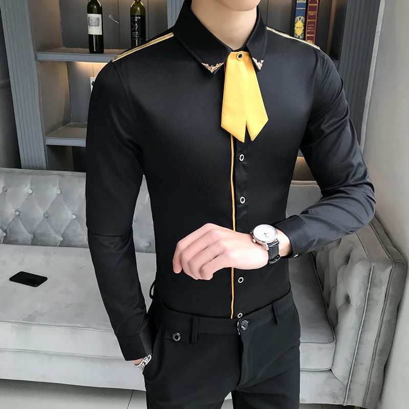 black dress shirt and tie