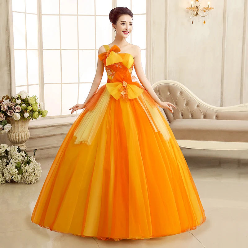

one shoulder puffy skirt design long Quinceanera dress formal dress vestido de quinceanera robe de quinceanera