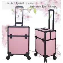 Women multi-layer large-capacity cosmetic case Box Nail tattoo Rolling luggage bag makeup case multi-function trolley suitcase