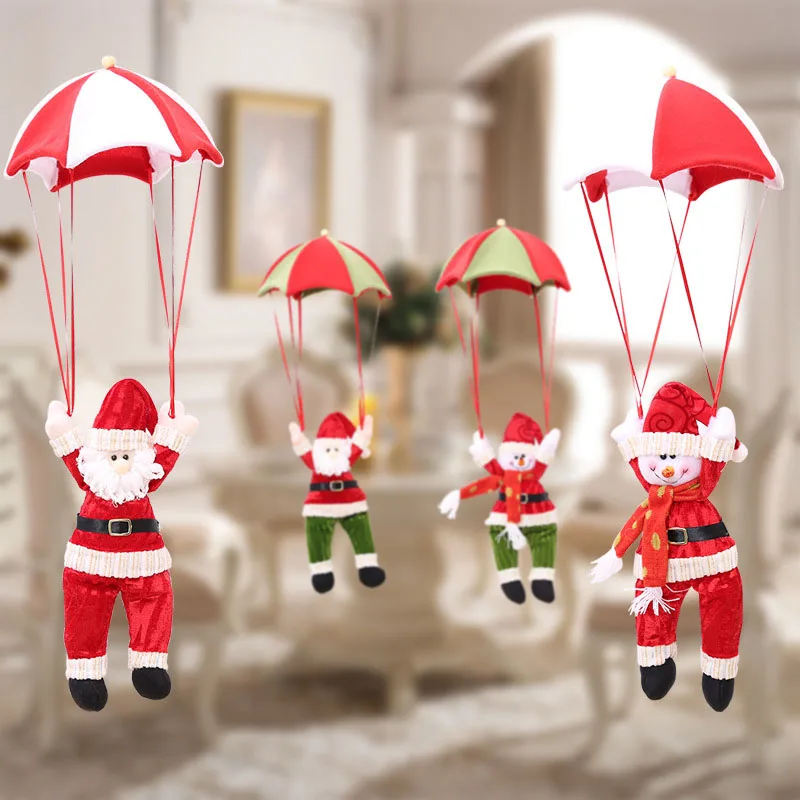 

Christmas Home Ceiling Decorations Parachute 30cm Santa Claus Smowman New Year Hanging Pendant Christmas Decoration Supplies